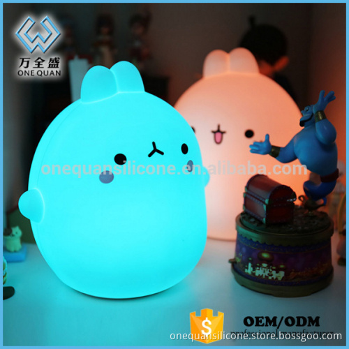 Colorful silicone soft cartoon cute animal baby nursery lamp breathing child LED night light
